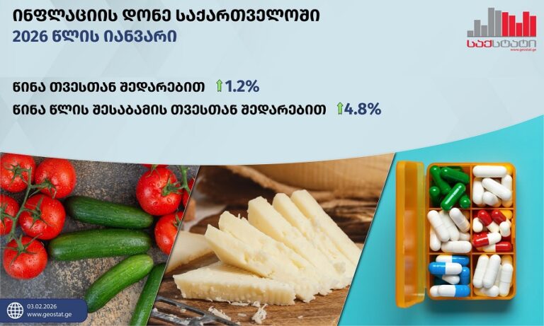 იანვარში საქართველოში წლიურმა ინფლაციამ 4.8 პროცენტი შეადგინა
