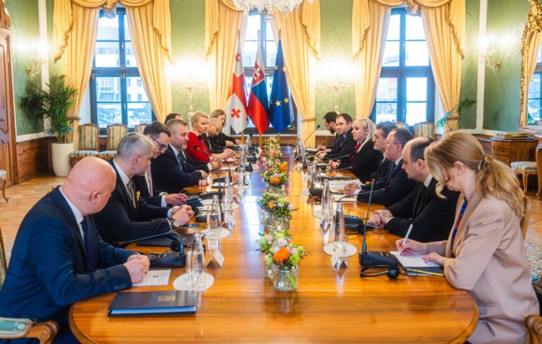 საქართველოსა და სლოვაკეთის პრეზიდენტებს შორის გაფართოებული ფორმატის შეხვედრა გაიმართა
