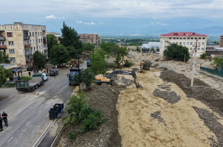თელავში სტიქიის შედეგების სალიკვიდაციო სამუშაოები მიმდინარეობს
